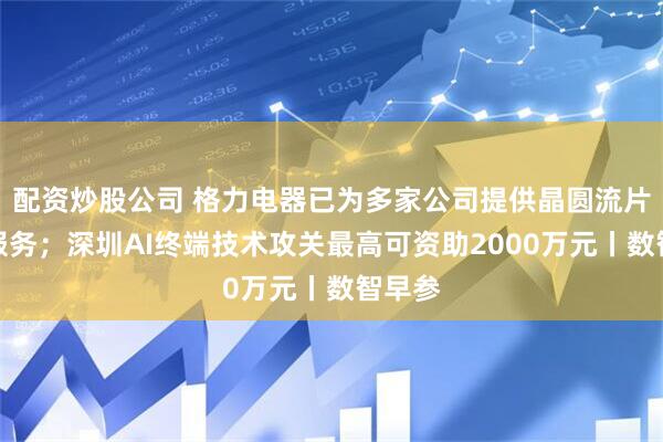 配资炒股公司 格力电器已为多家公司提供晶圆流片制造服务；深圳AI终端技术攻关最高可资助2000万元丨数智早参